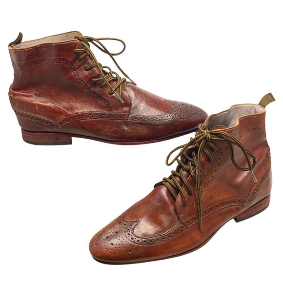EDG by EDUARDO‎ G Russet Buttery Leather Wingtip Brogue Boots main image 8